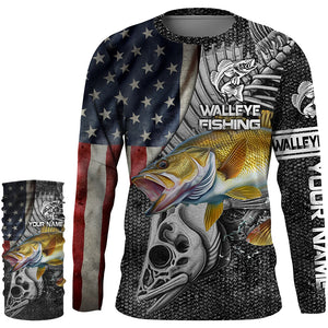 Walleye Fishing American Flag patriotic Custome 3D All Over Printed Shirts Personalized Fishing gift NQS340