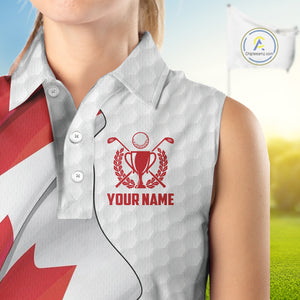 Canadian Flag Women Golf sleeveless Polo Shirt Custom team golf jerseys, patriotic golf shirts NQS9929