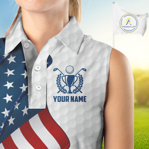 American Flag Women Golf sleeveless Polo Shirt Custom team golf jerseys, patriotic golf shirts NQS9930