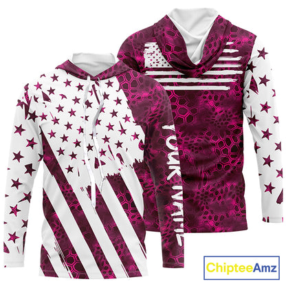 American flag pink camo fishing personalized patriotic UV Protection camouflage Women Fishing jerseys NQS5628