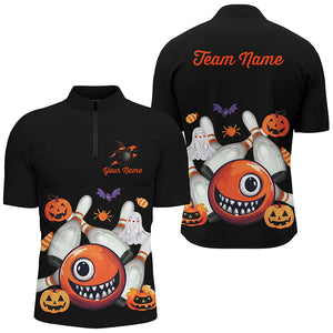 Funny Halloween Bowling Custom Men Bowling Polo, Quarter zip Shirts Halloween Bowling Team Jerseys NQS8412