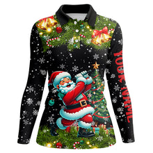 Load image into Gallery viewer, Santa Golfer Christmas pattern Women golf polo shirt custom ladies golf tops, Christmas golf gifts NQS8856