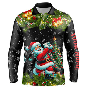 Santa Golfer Christmas pattern Men golf polo shirt custom mens golf tops, Christmas golf gifts NQS8856