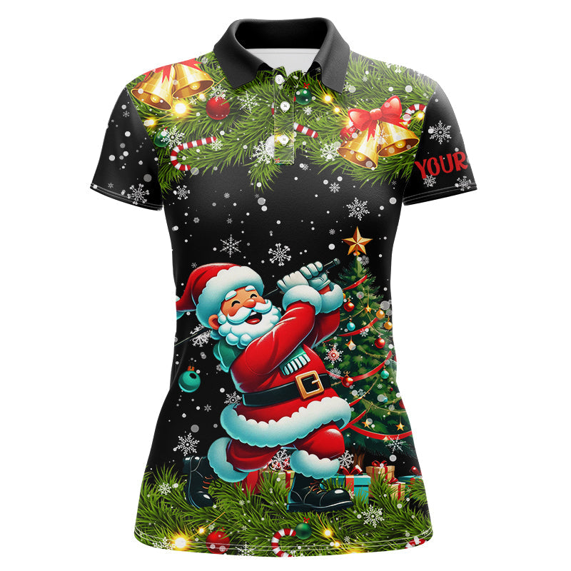 Santa Golfer Christmas pattern Women golf polo shirt custom ladies golf tops, Christmas golf gifts NQS8856