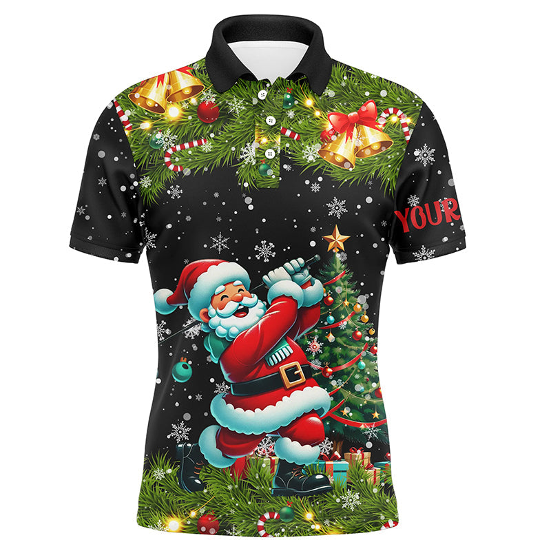 Santa Golfer Christmas pattern Men golf polo shirt custom mens golf tops, Christmas golf gifts NQS8856