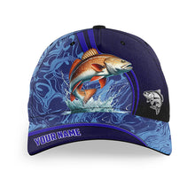 Load image into Gallery viewer, Redfish fishing blue camo Custom fishing hat Unisex Fishing Baseball saltwater Angler fishing hat cap NQS6979