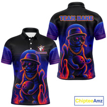 Load image into Gallery viewer, Custom Funny Cat Neon Bowling Jerseys for Men Bowling Uniform Polo &amp; 1/4 Zip Bowling Team Shirts NQS11185