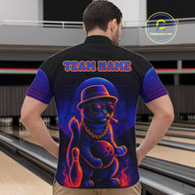 Load image into Gallery viewer, Custom Funny Cat Neon Bowling Jerseys for Men Bowling Uniform Polo &amp; 1/4 Zip Bowling Team Shirts NQS11185