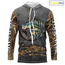 Load image into Gallery viewer, Largemouth Bass fishing camo metal grunge pattern Custom bass fishing jerseys bass tournament shirt NQS11369