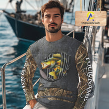 Load image into Gallery viewer, Walleye fishing camo metal grunge pattern Custom walleye fishing shirts walleye fishing gifts NQS11370