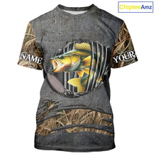 Load image into Gallery viewer, Walleye fishing camo metal grunge pattern Custom walleye fishing shirts walleye fishing gifts NQS11370