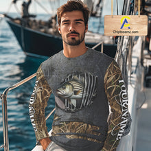 Load image into Gallery viewer, Striped Bass fishing camo metal grunge pattern Custom striper fishing shirts fishing gifts NQS11371