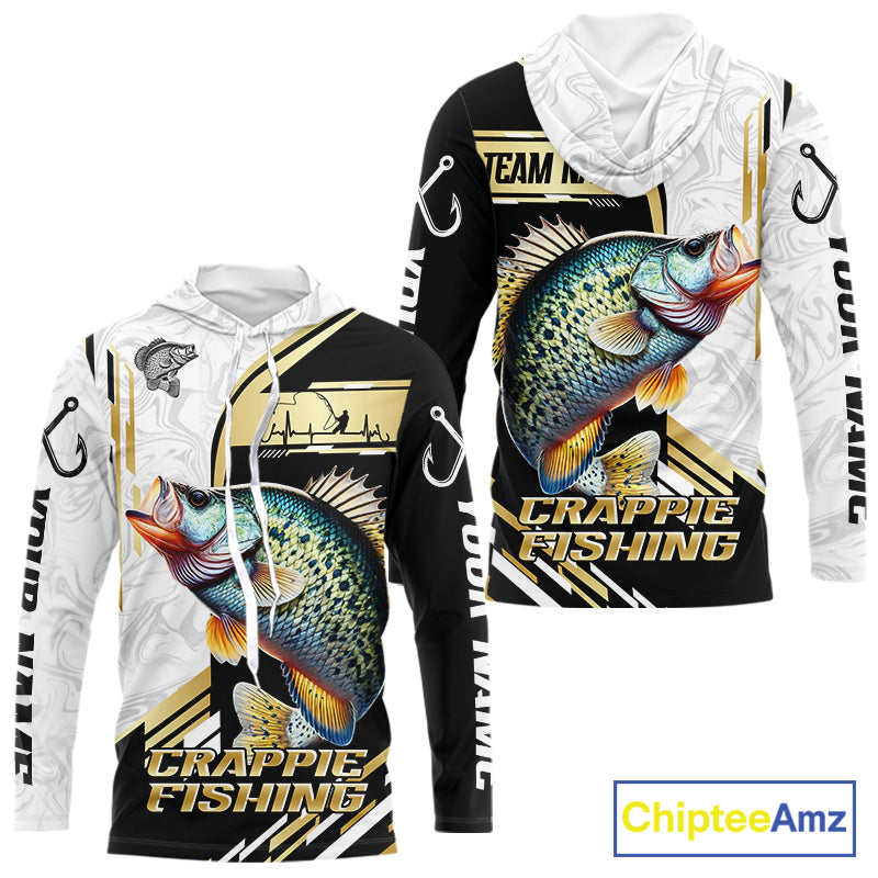 Personalized Crappie fishing shirts Custom sun protection Crappie fishing team jerseys | Gold NQS11373