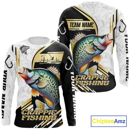 Personalized Crappie fishing shirts Custom sun protection Crappie fishing team jerseys | Gold NQS11373