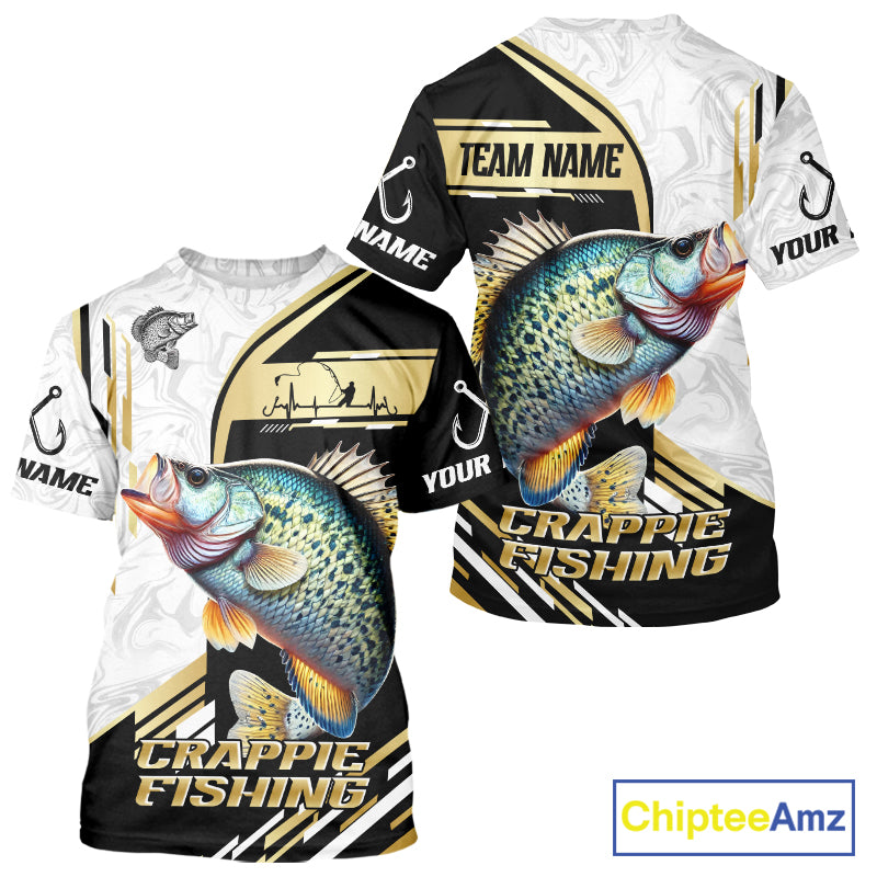 Personalized Crappie fishing shirts Custom sun protection Crappie fishing team jerseys | Gold NQS11373