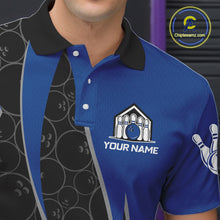 Load image into Gallery viewer, Black and blue lightning thunder shark bowling jerseys men custom bowling outfit men NQS11379