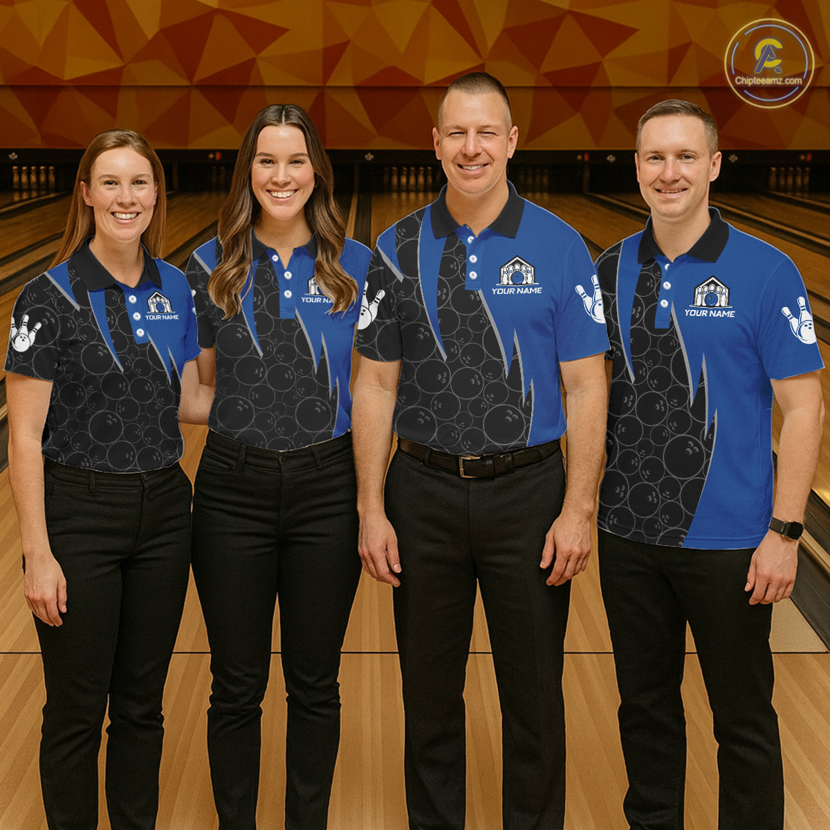 Black and blue lightning thunder shark bowling jerseys women custom bowling outfit ladies NQS11379
