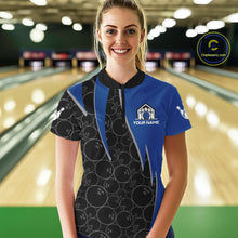 Load image into Gallery viewer, Black and blue lightning thunder shark bowling jerseys women custom bowling outfit ladies NQS11379