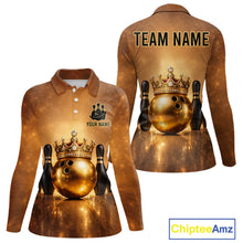 Load image into Gallery viewer, Black and Gold crown Bowling ball pins Bowling Shirts for Women Custom Bowling Team league jerseys NQS11593