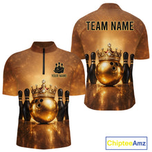 Load image into Gallery viewer, Black and Gold crown Bowling ball pins Bowling Shirts for Men Custom Bowling Team league jerseys NQS11593