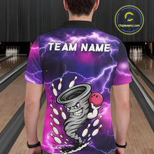 Load image into Gallery viewer, Custom Purple Bowling Jersey Lightning Thunder Funny tornado Bowling Shirts for Men, bowling uniforms NQS11594