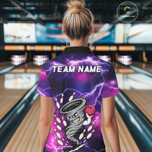 Load image into Gallery viewer, Custom Purple Bowling Jersey Lightning Thunder Funny tornado Womens Bowling Shirts, bowling uniforms NQS11594