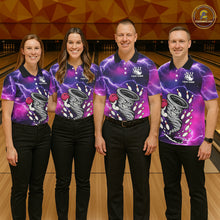 Load image into Gallery viewer, Custom Purple Bowling Jersey Lightning Thunder Funny tornado Womens Bowling Shirts, bowling uniforms NQS11594