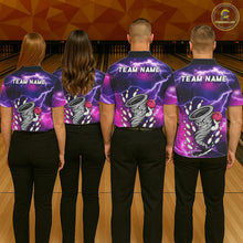 Load image into Gallery viewer, Custom Purple Bowling Jersey Lightning Thunder Funny tornado Womens Bowling Shirts, bowling uniforms NQS11594