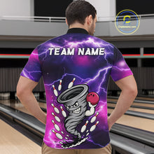 Load image into Gallery viewer, Custom Purple Bowling Jersey Lightning Thunder Funny tornado Bowling Shirts for Men, bowling uniforms NQS11594