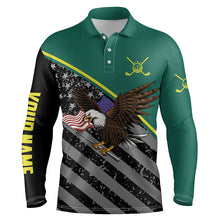 Load image into Gallery viewer, Eagle black American flag patriotic mens golf polo shirts custom team golf shirts for mens | Green NQS5637