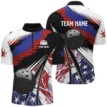 Load image into Gallery viewer, Mens Polo, Quarter Zip bowling shirts Custom black ball American Flag Bowling Team League Jerseys NQS7740