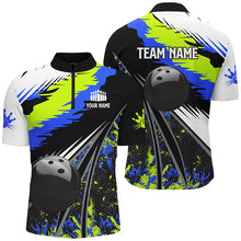 Load image into Gallery viewer, Mens Polo, Quarter Zip bowling shirts Custom black ball green blue camo Bowling Team League Jerseys NQS7741