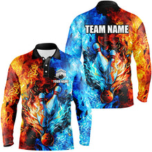 Load image into Gallery viewer, Blue and orange two sides Flame bowling Polo, Quarter Zip shirts for men Custom Bowling Team Jerseys NQS7749