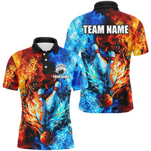 Load image into Gallery viewer, Blue and orange two sides Flame bowling Polo, Quarter Zip shirts for men Custom Bowling Team Jerseys NQS7749