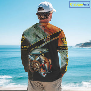 Redfish, Trout, Flounder fishing scales Custom long sleeve fishing shirts, TX Slam fishing jerseys NQS10217