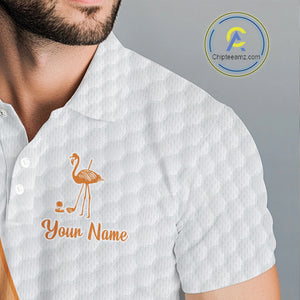 Funny Mens golf polo shirt custom Halloween flamingo pattern white golf shirts NQS10377