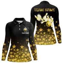 Load image into Gallery viewer, Personalized Mens Bowling Shirt golden star Bowling Ball and Pins Team bowling jersey for Women Bowler NQS8630