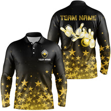 Load image into Gallery viewer, Personalized Mens Bowling Shirt golden star Bowling Ball and Pins Team bowling jerseys for men Bowler NQS8630