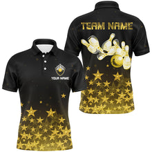 Load image into Gallery viewer, Personalized Mens Bowling Shirt golden star Bowling Ball and Pins Team bowling jerseys for men Bowler NQS8630