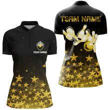 Load image into Gallery viewer, Personalized Mens Bowling Shirt golden star Bowling Ball and Pins Team bowling jersey for Women Bowler NQS8630