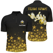 Load image into Gallery viewer, Personalized Mens Bowling Shirt golden star Bowling Ball and Pins Team bowling jerseys for men Bowler NQS8630