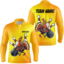 Load image into Gallery viewer, Personalized Funny Turkey Bowling Shirts For Men, Thanksgiving Bowling Shirts Team Uniform | Yellow NQS8632