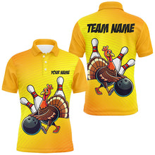 Load image into Gallery viewer, Personalized Funny Turkey Bowling Shirts For Men, Thanksgiving Bowling Shirts Team Uniform | Yellow NQS8632