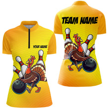 Load image into Gallery viewer, Personalized Funny Turkey Bowling Shirts For Women, Thanksgiving Bowling Shirts Team Uniform | Yellow NQS8632