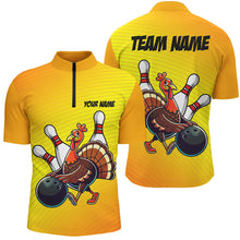 Load image into Gallery viewer, Personalized Funny Turkey Bowling Shirts For Men, Thanksgiving Bowling Shirts Team Uniform | Yellow NQS8632