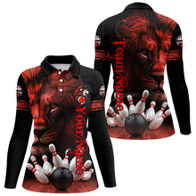Load image into Gallery viewer, Lion Bowling Polo, Quarter Zip Shirts For Women Custom Bowling League Shirt Team Jerseys Outfits | Red NQS8858