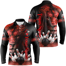 Load image into Gallery viewer, Lion Bowling Polo, Quarter Zip Shirts For Men Custom Bowling League Shirt Team Jerseys Outfits | Red NQS8858