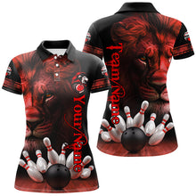 Load image into Gallery viewer, Lion Bowling Polo, Quarter Zip Shirts For Women Custom Bowling League Shirt Team Jerseys Outfits | Red NQS8858