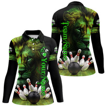 Load image into Gallery viewer, Lion Bowling Polo, Quarter Zip Shirt For Women Custom Bowling League Shirt Team Jerseys Outfit | Green NQS8859