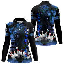 Load image into Gallery viewer, Lion Bowling Polo, Quarter Zip Shirt For Women Custom Bowling League Shirt Team Jerseys Outfit | Blue NQS8860